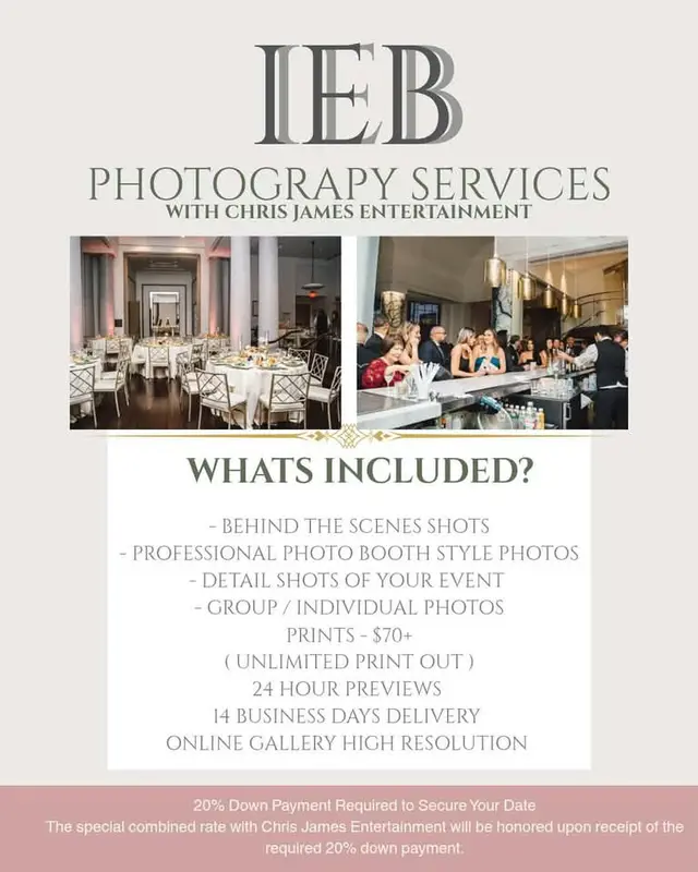IEB Photography Services with Chris James Entertainment: what's included