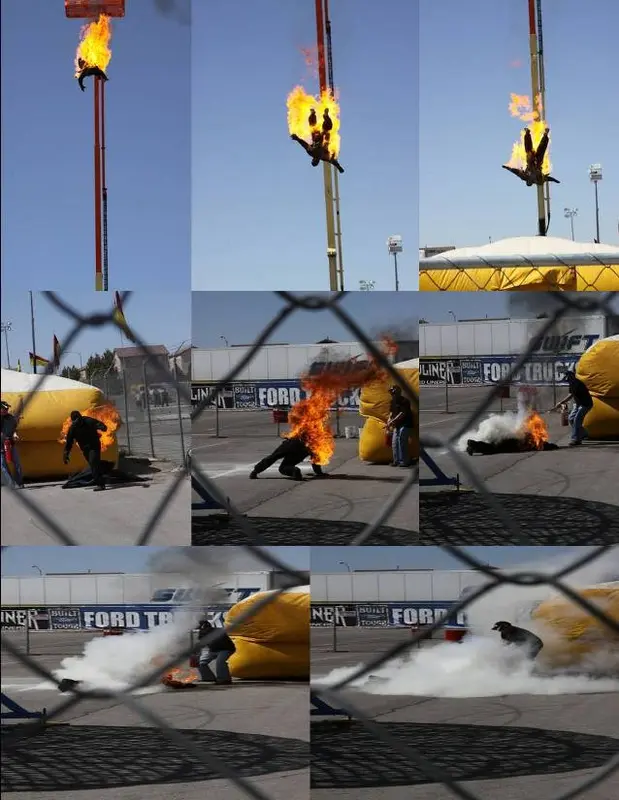High fall sequence at the Monster Truck World Finals in Las Vegas